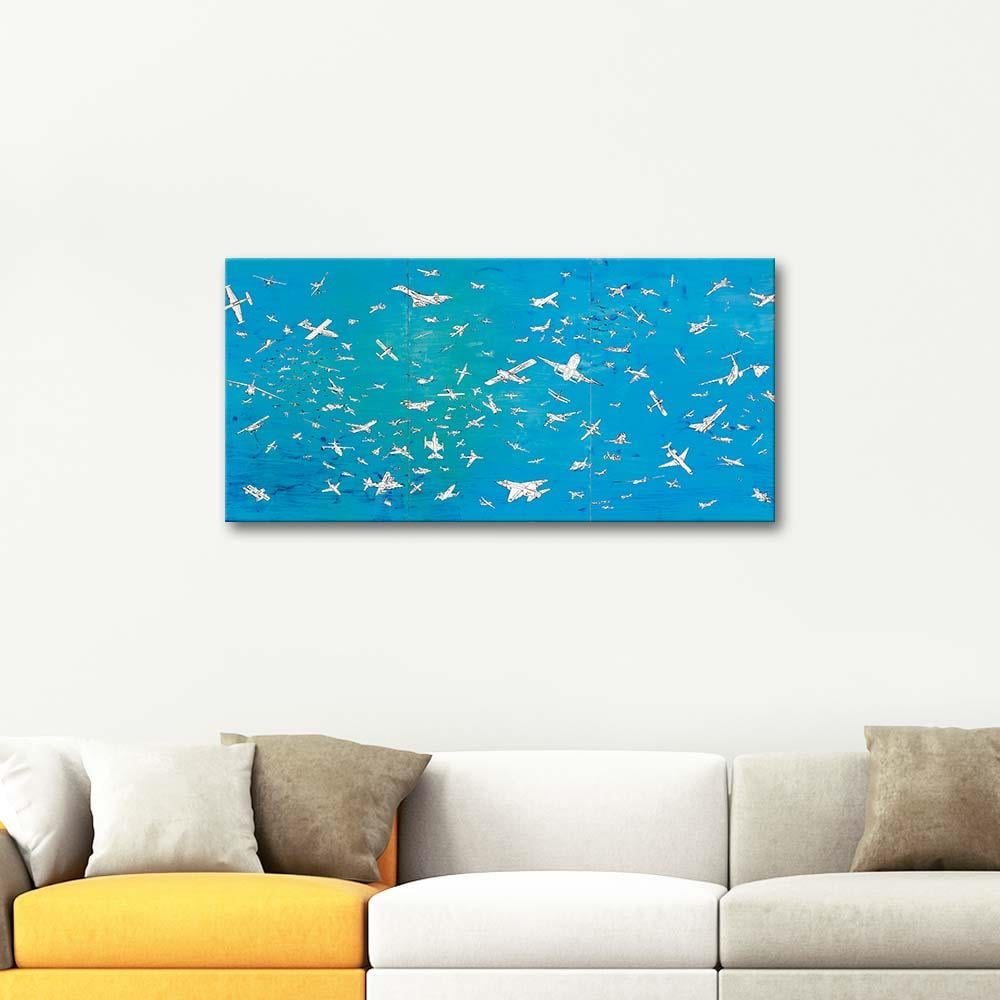 Alighiero Boetti Uçaklar Kanvas Tablo