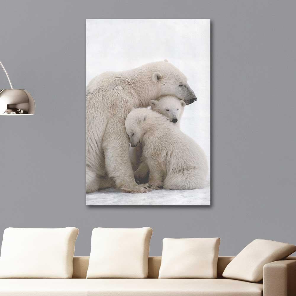 Polar Bear and Her Cubs as Art Print