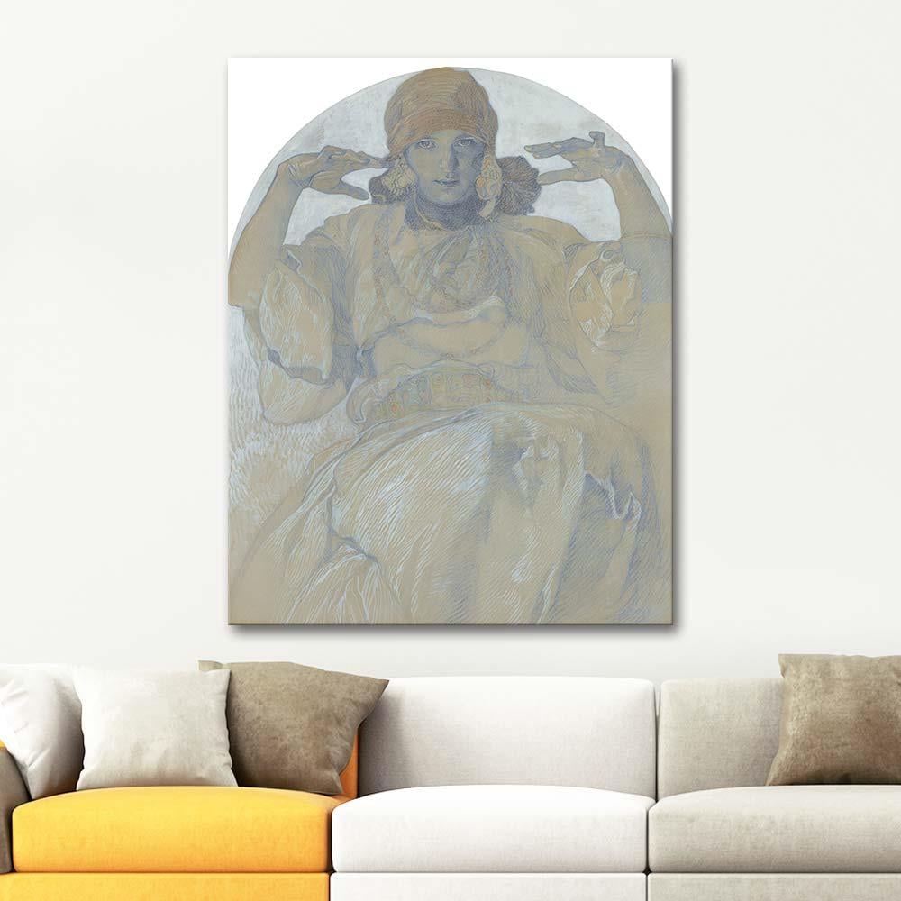 Alphonse Mucha Jaroslava Mucha'nın Portresi Kanvas Tablo