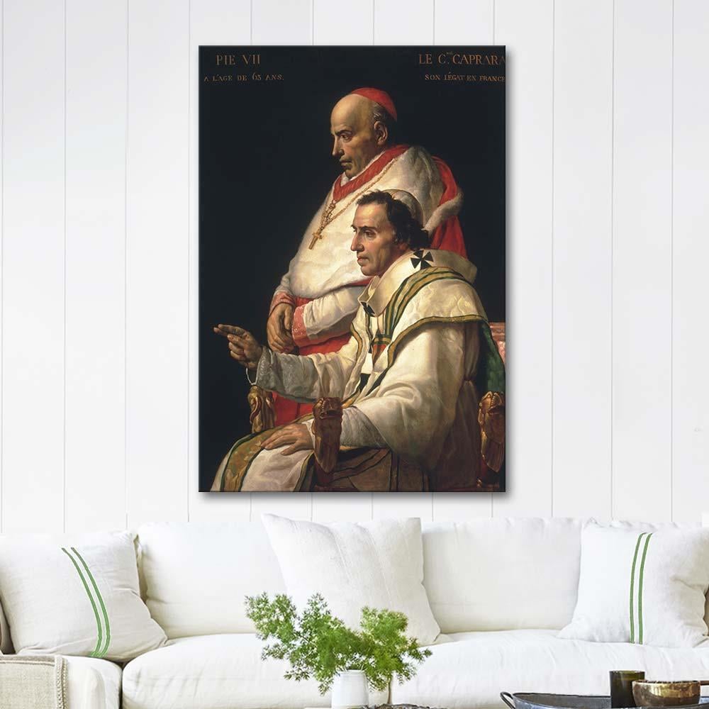 Jacques Louis David Papa Pius VII ve Kardinal Caprara Kanvas Tablo