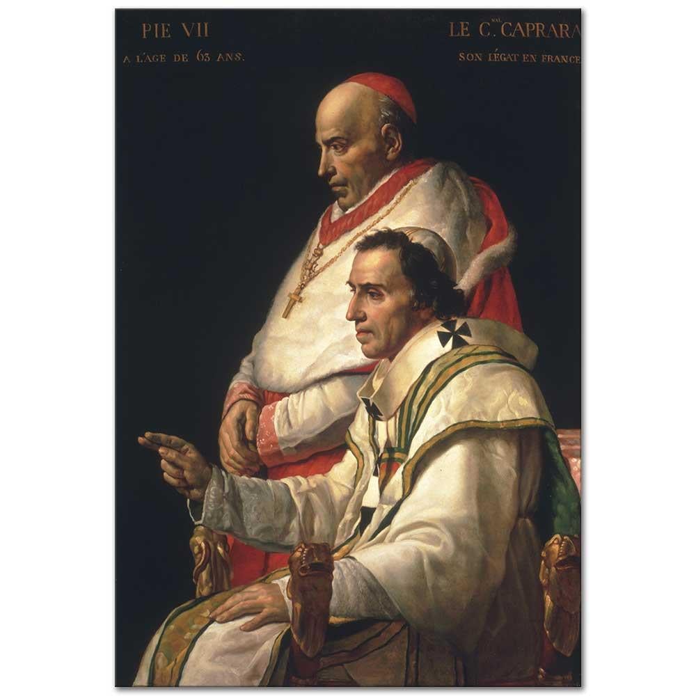 Jacques Louis David Papa Pius VII ve Kardinal Caprara Kanvas Tablo