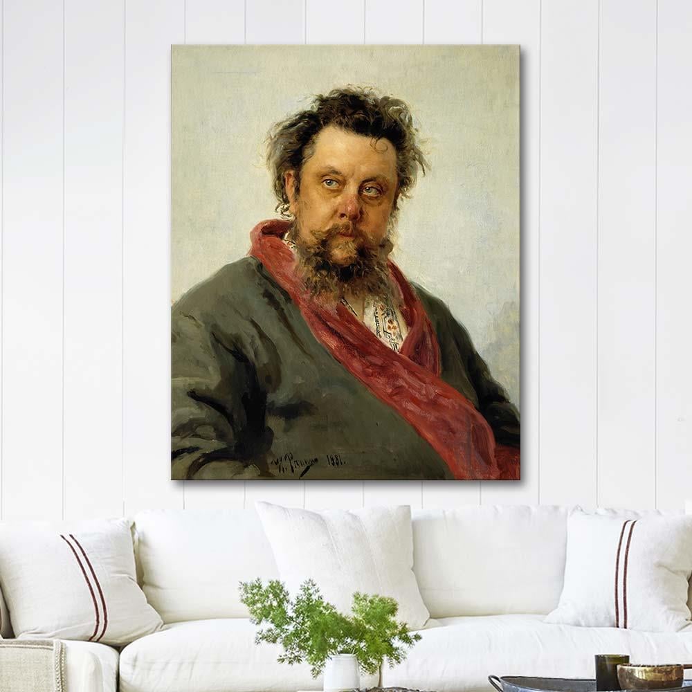 Portrait of the Composer Modest Petrovich Mussorgsky by Ilya Repin as Art Print