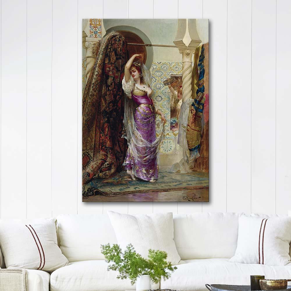 Preparing For The Performance by Edouard Frederic Wilhelm Richter as Art Print