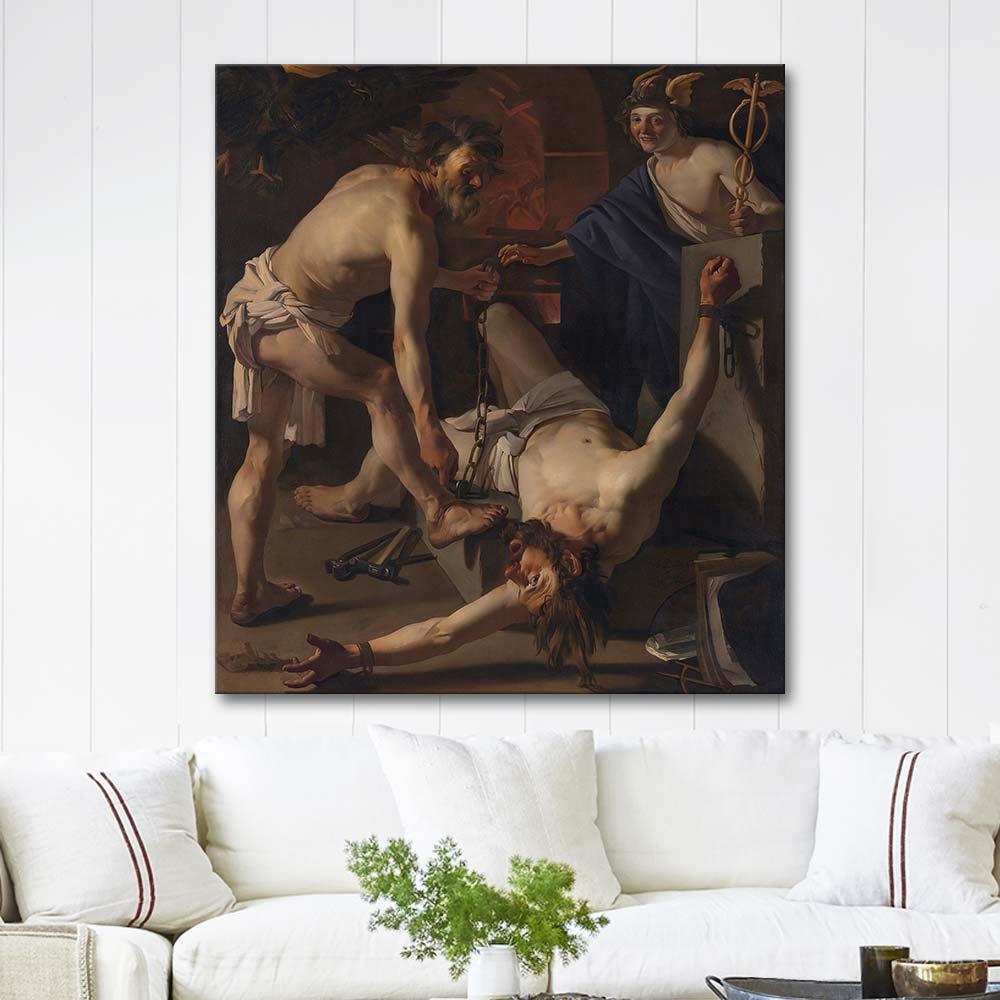 Prometheus Chained by Vulcan by Dirck van Baburen as Art Print