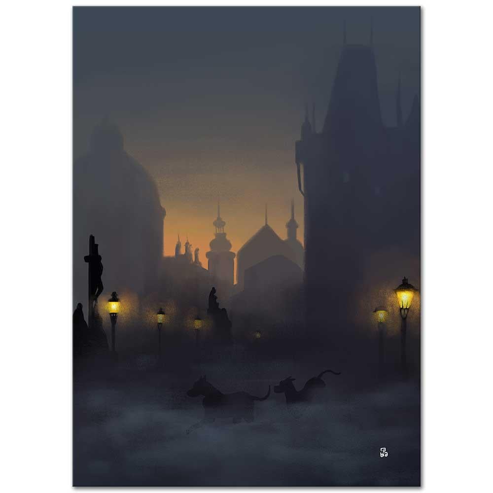 Rabia Özyurt Karanlık Sokakta Köpekler Kanvas Tablo