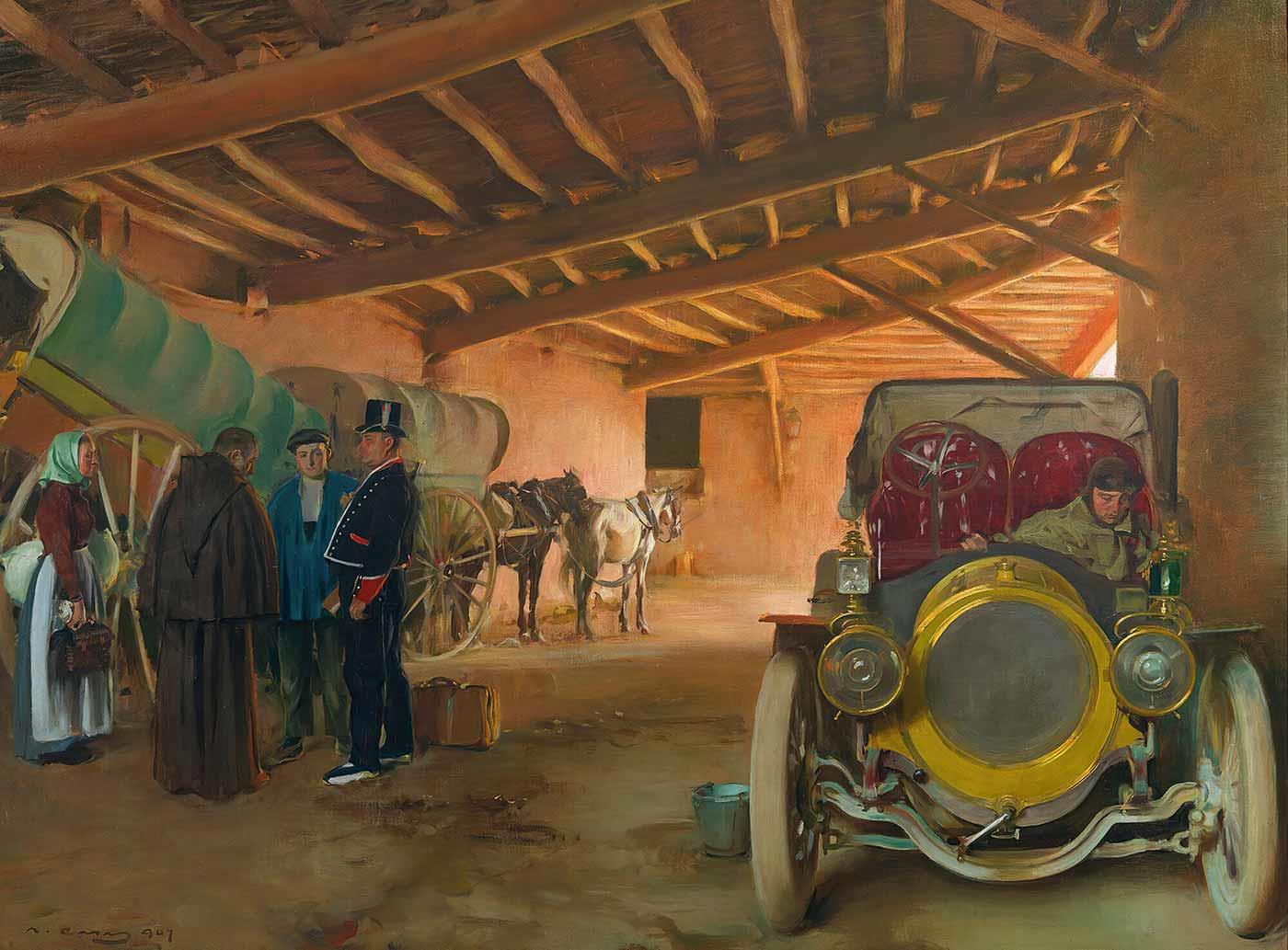 Ramon Casas Araba Garajı Kanvas Tablo