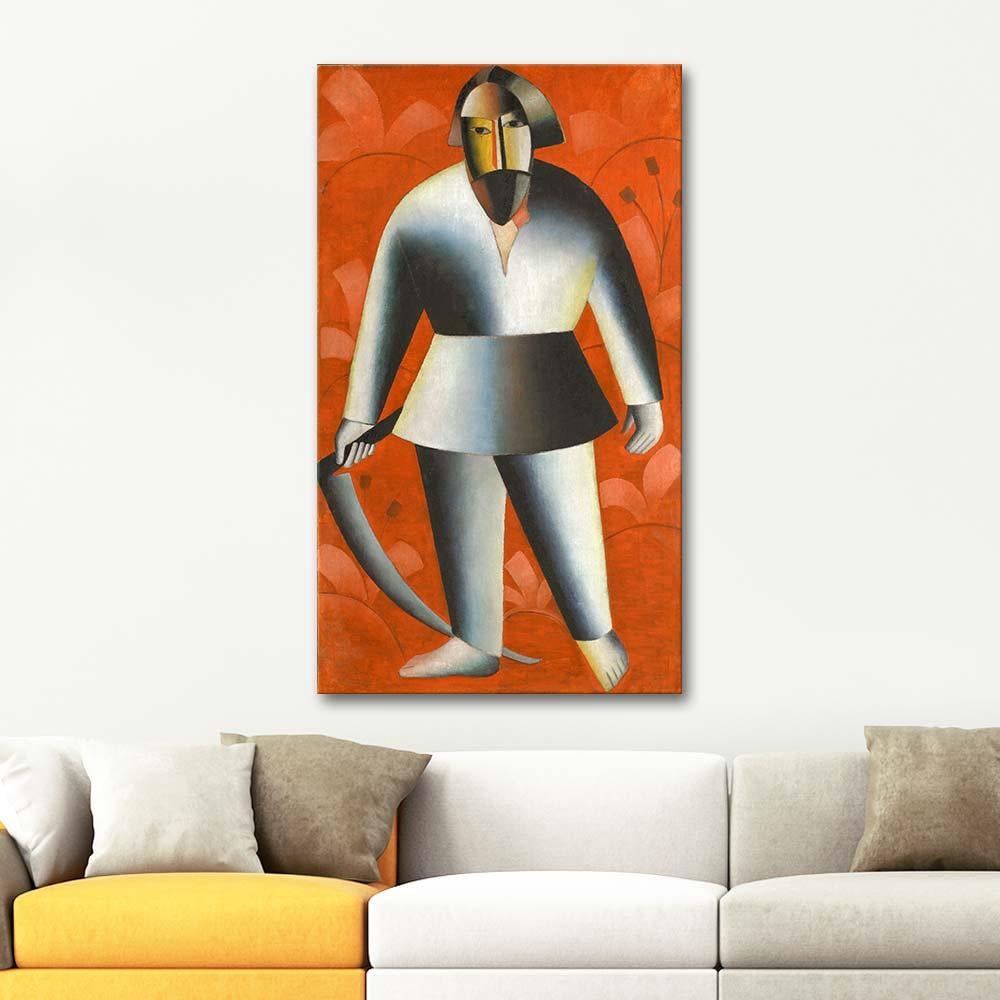 Kazimir Malevich Kırmızı Zeminde Çiftçi Kanvas Tablo