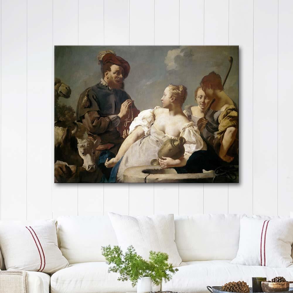 Giovanni Battista Piazzetta Rebecca ve Eleazar Kuyu Başında Kanvas Tablo