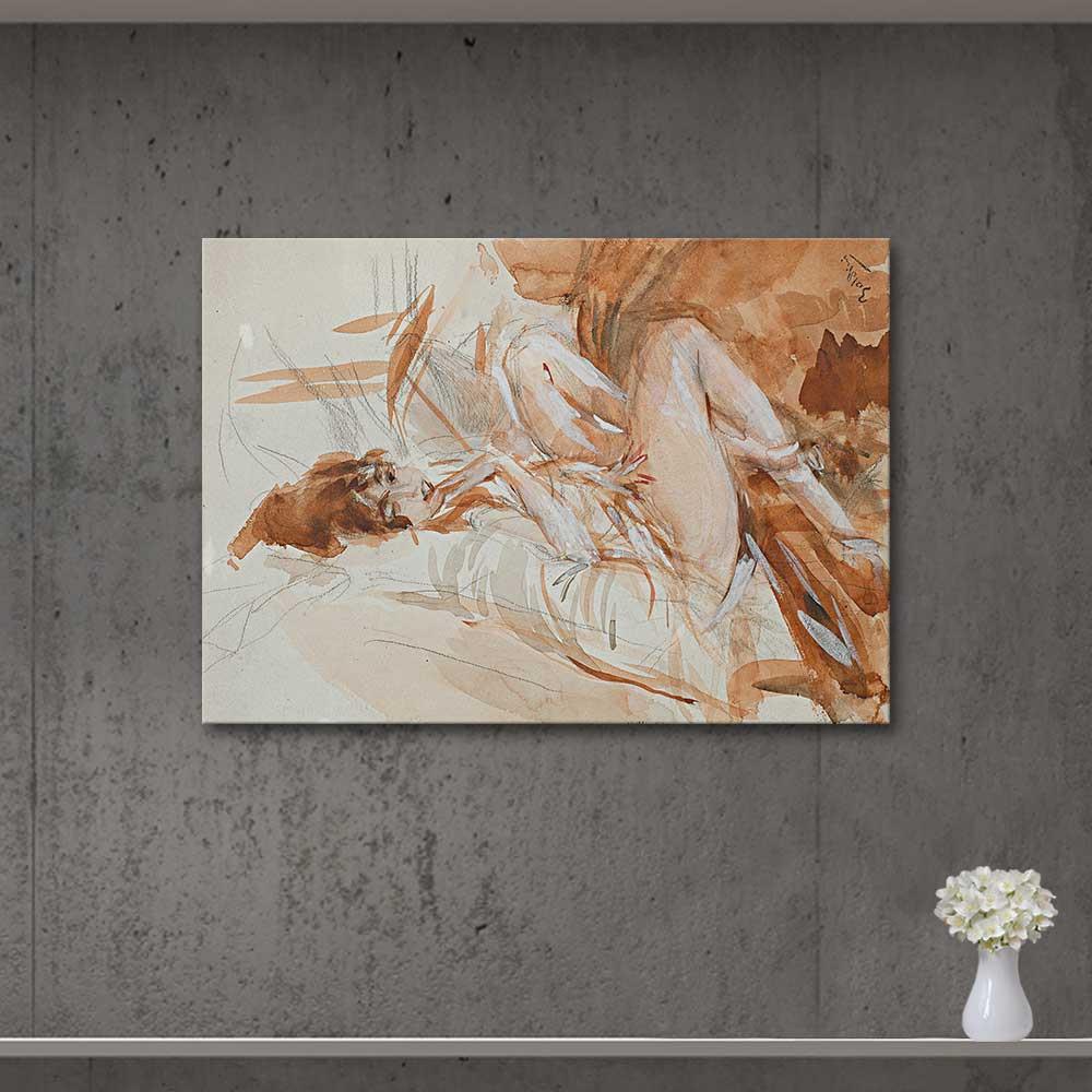 Giovanni Boldini Yatan Kadın Kanvas Tablo