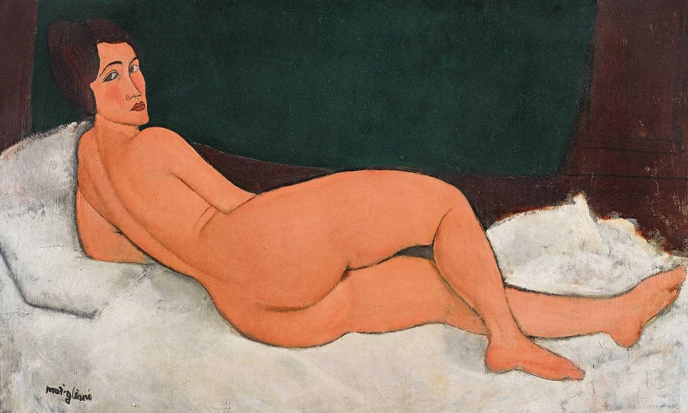 Amedeo Modigliani Yatakta Yatan Nü Kanvas Tablo