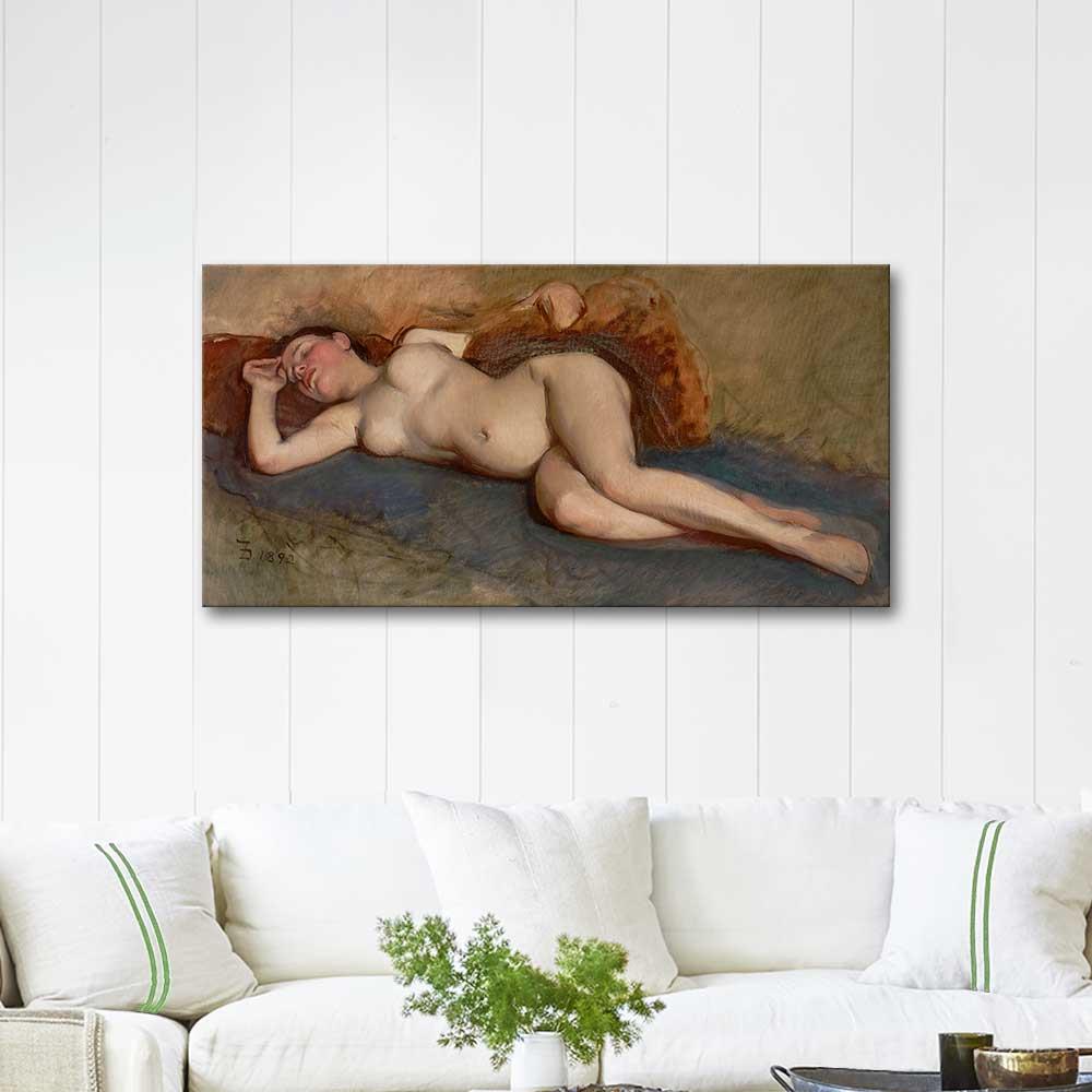 Frank Duveneck Uzanmış Nü Kanvas Tablo