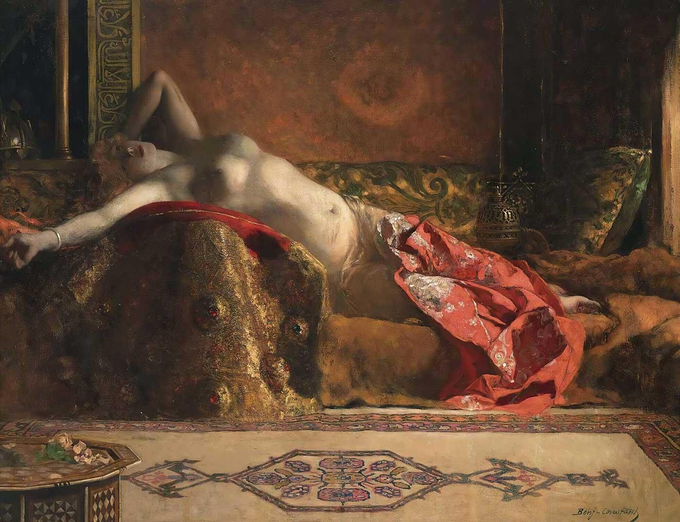 Reclining Odalisque by Jean Joseph Benjamin Constant as Art Print