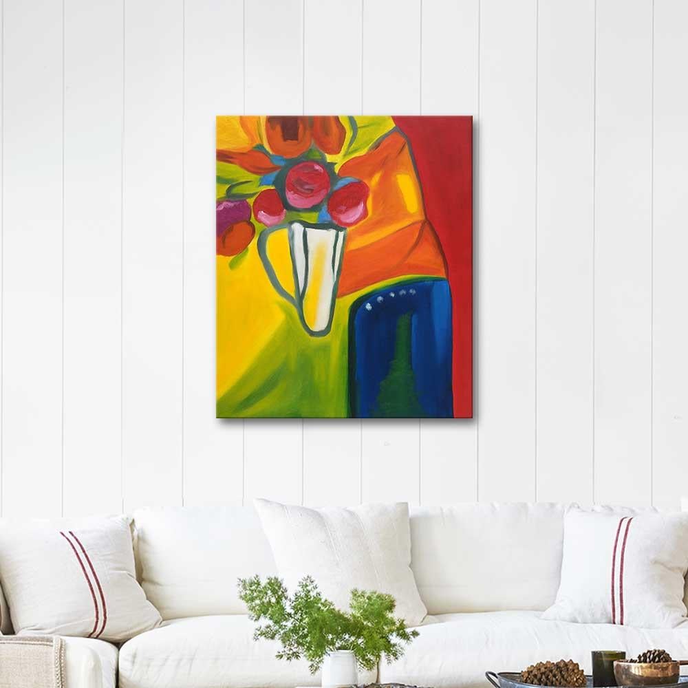 Red Flowers in a Vase as Art Print