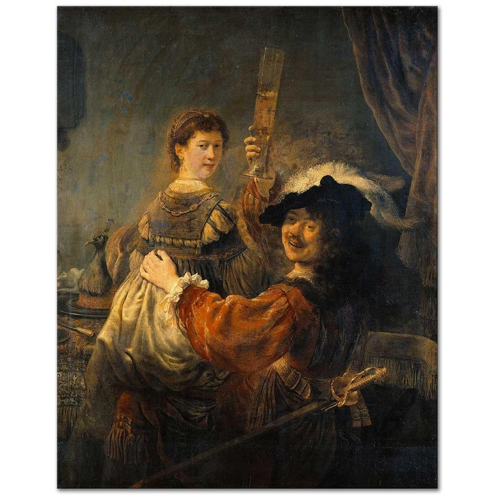 Rembrandt van Rijn Savurgan Oğul Sahnesinde Rembrandt ve Saskia Kanvas Tablo