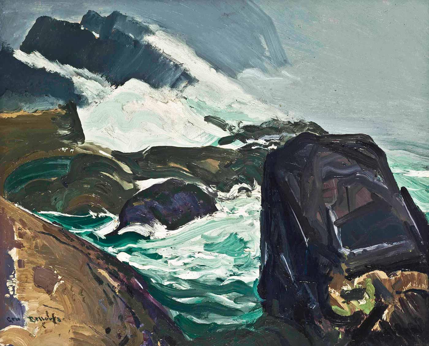 George Wesley Bellows Kayalara Çarpan Dalgalar Kanvas Tablo