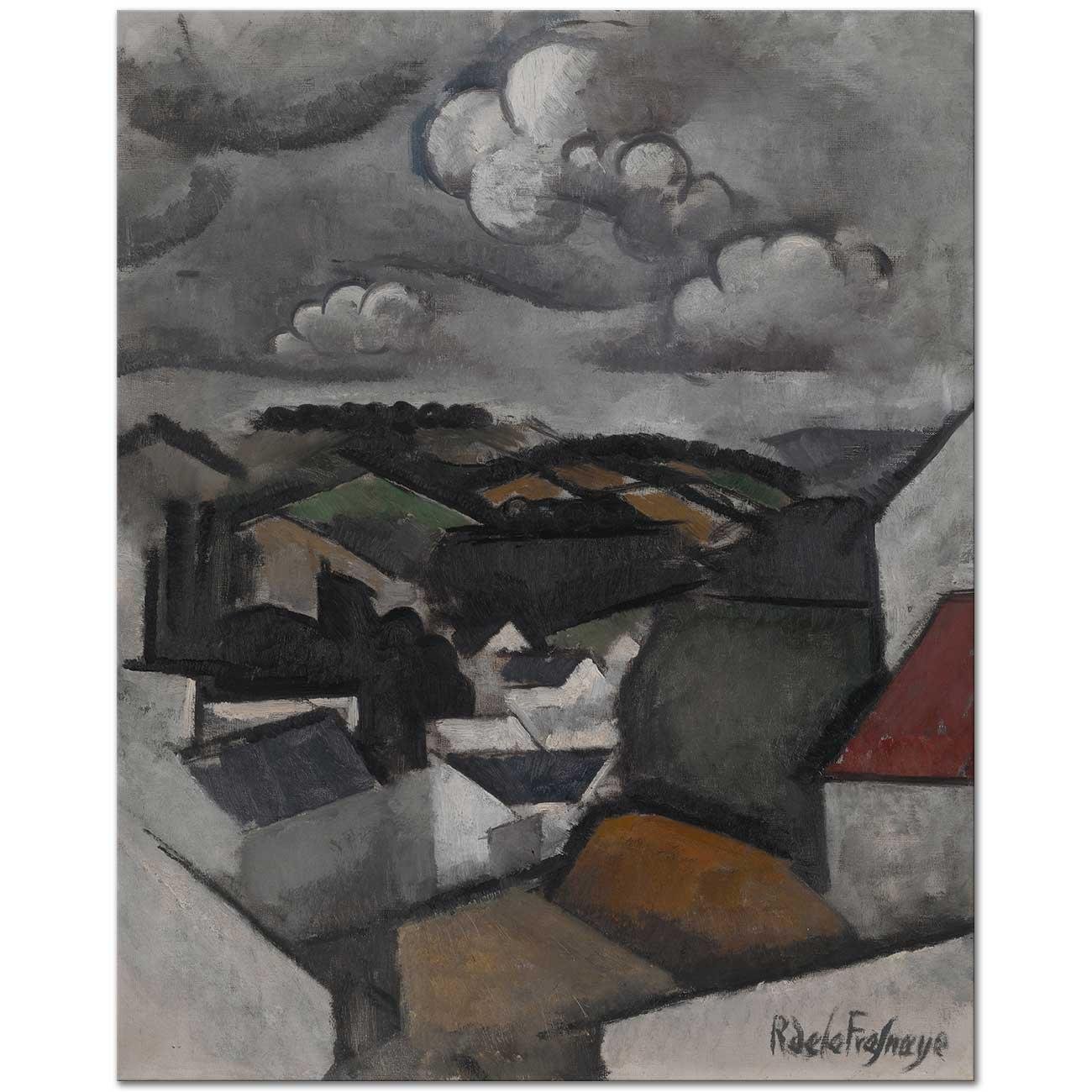Roger de La Fresnaye Meulan Yakınlarında Köy ve Tarlalar Kanvas Tablo