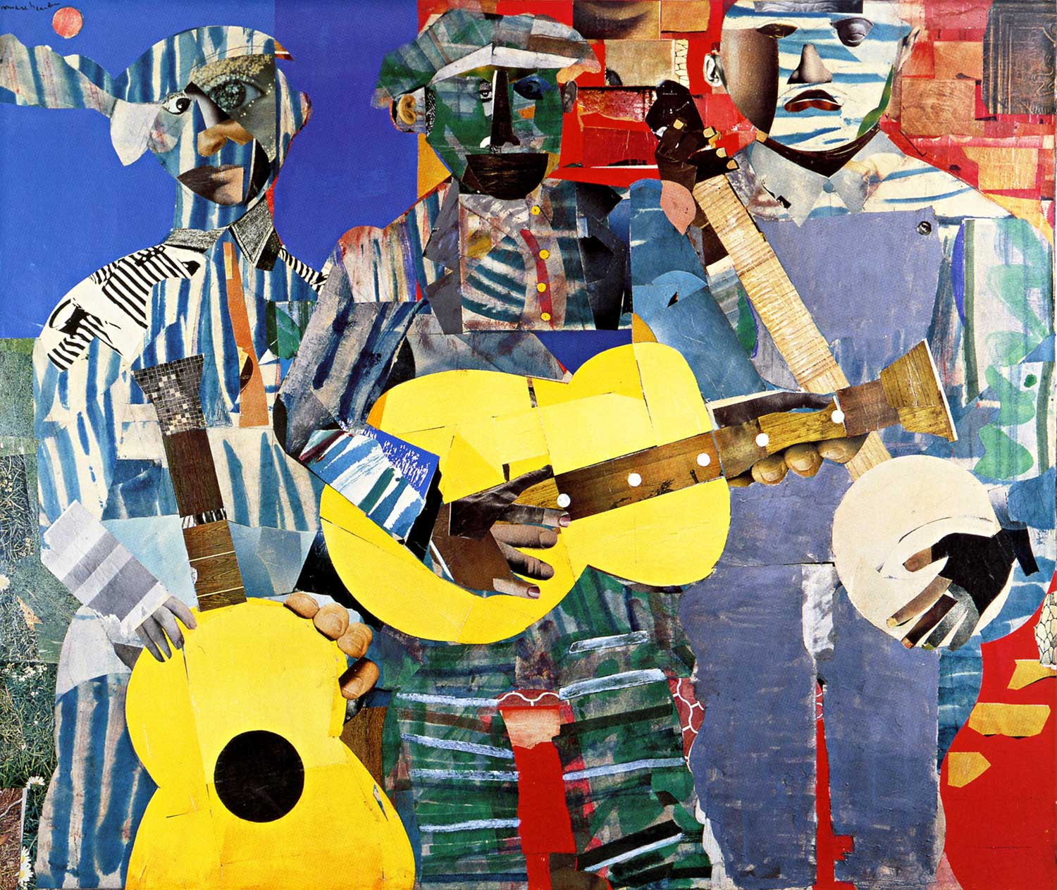 Romare Bearden Üç Müzisyen Kanvas Tablo