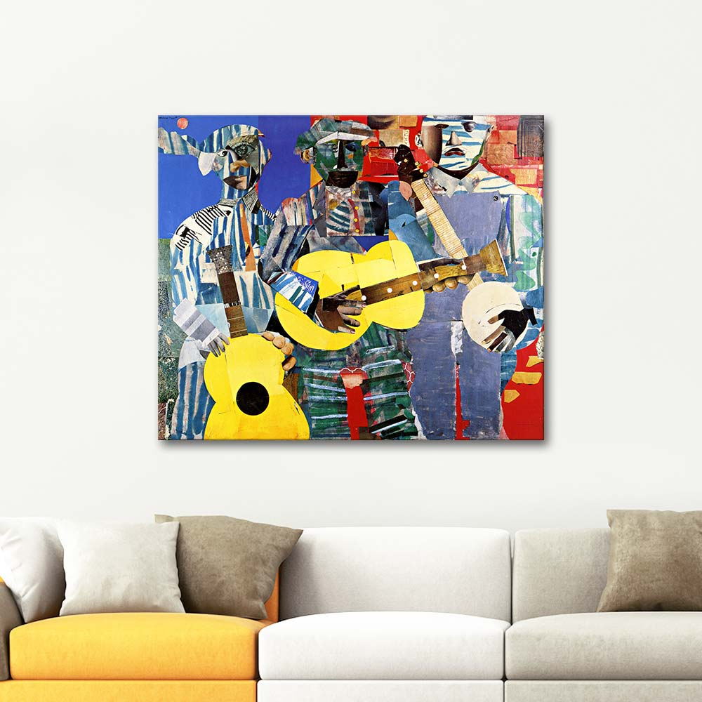 Romare Bearden Üç Müzisyen Kanvas Tablo