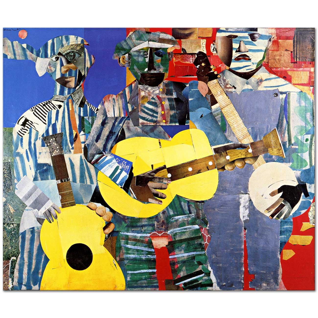 Romare Bearden Üç Müzisyen Kanvas Tablo