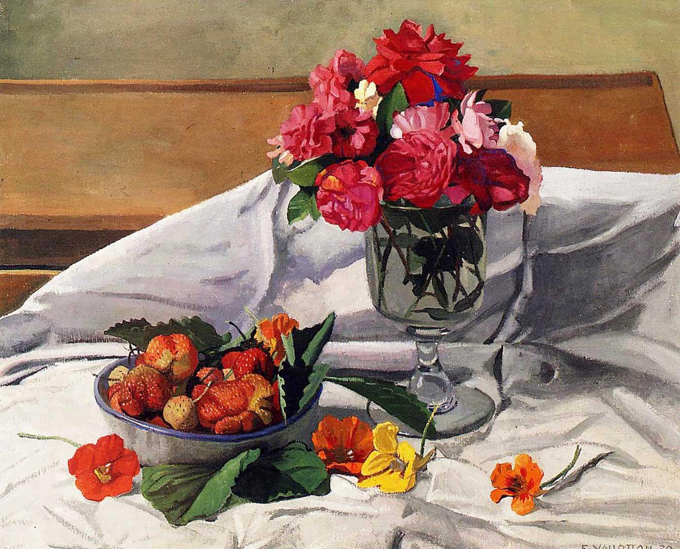 Roses and Nasturtiums by Felix Vallotton