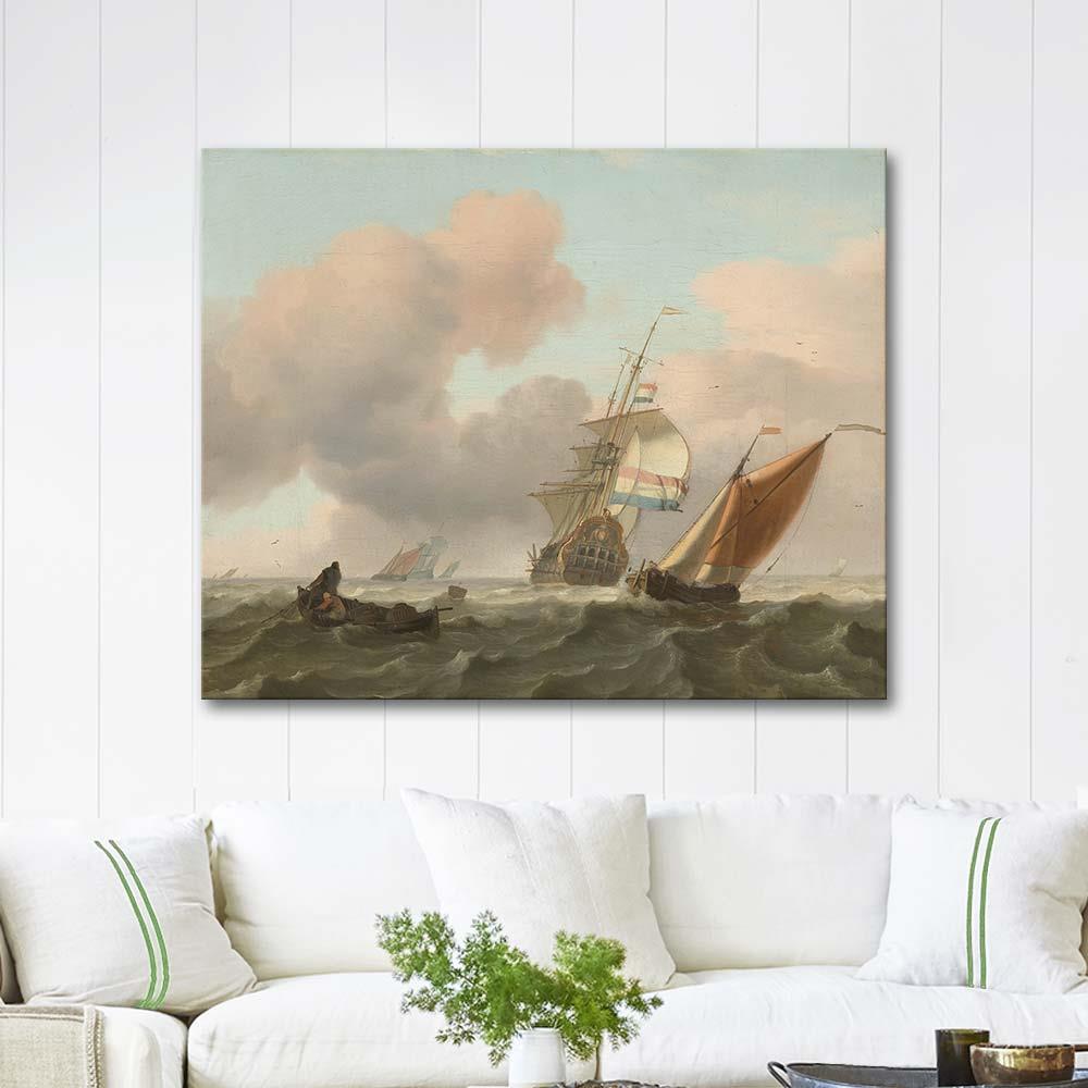 Rough Sea with Ships by Ludolf Backhuysen as Art Print