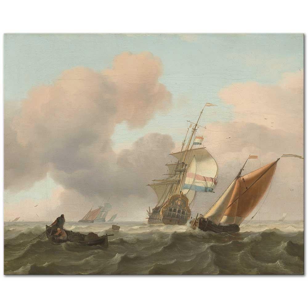 Rough Sea with Ships by Ludolf Backhuysen as Art Print
