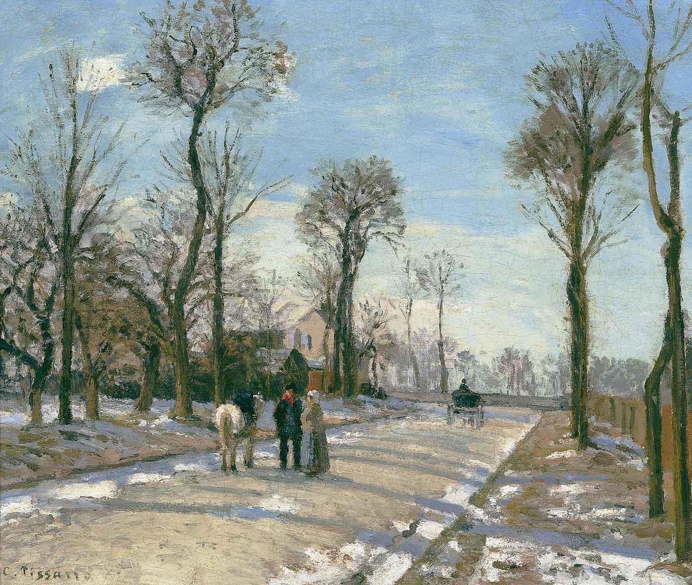 Camille Pissarro Versailles Yolu Louveciennes Kış Kar ve Güneş Kanvas Tablo