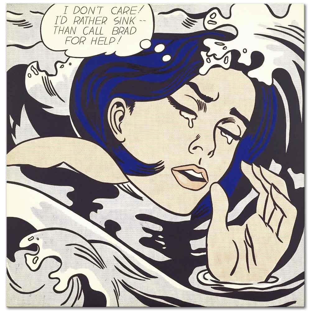 Roy Lichtenstein Boğulan Kız Kanvas Tablo