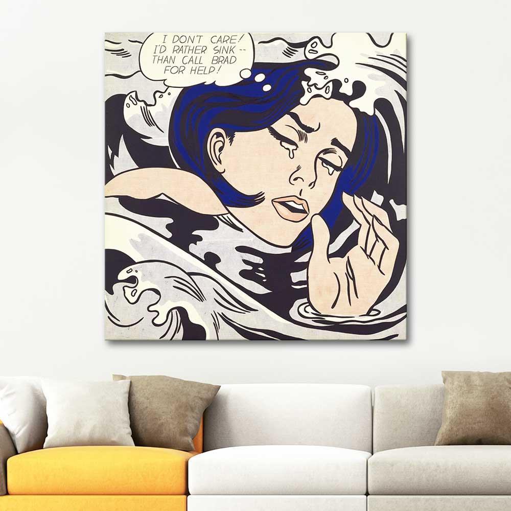 Roy Lichtenstein Boğulan Kız Kanvas Tablo