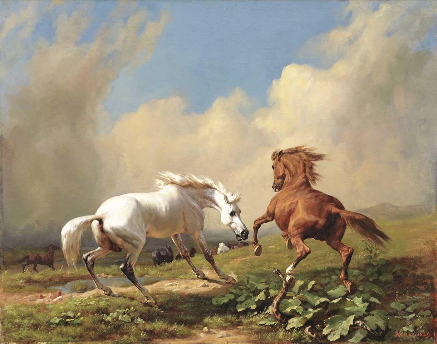 Frightened Horses Before a Storm by Rudolf Koller