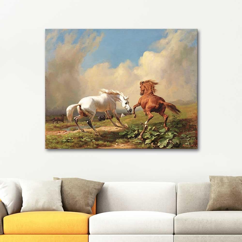Rudolf Koller Frightened Horses Before a Storm Art Print