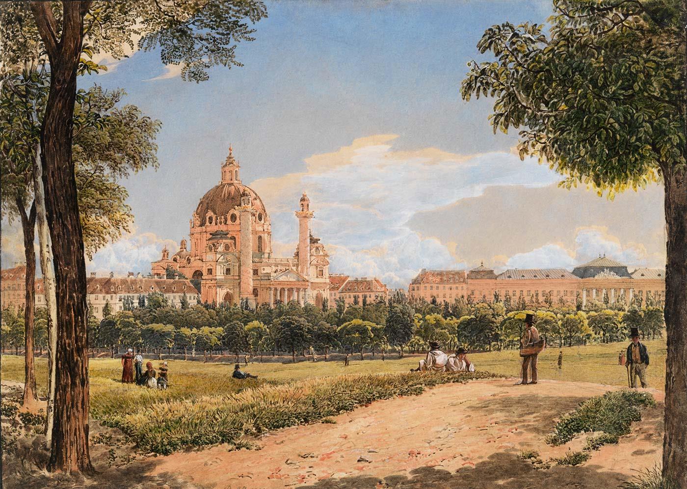 View of St. Charles Church by Rudolf Ritter von Alt