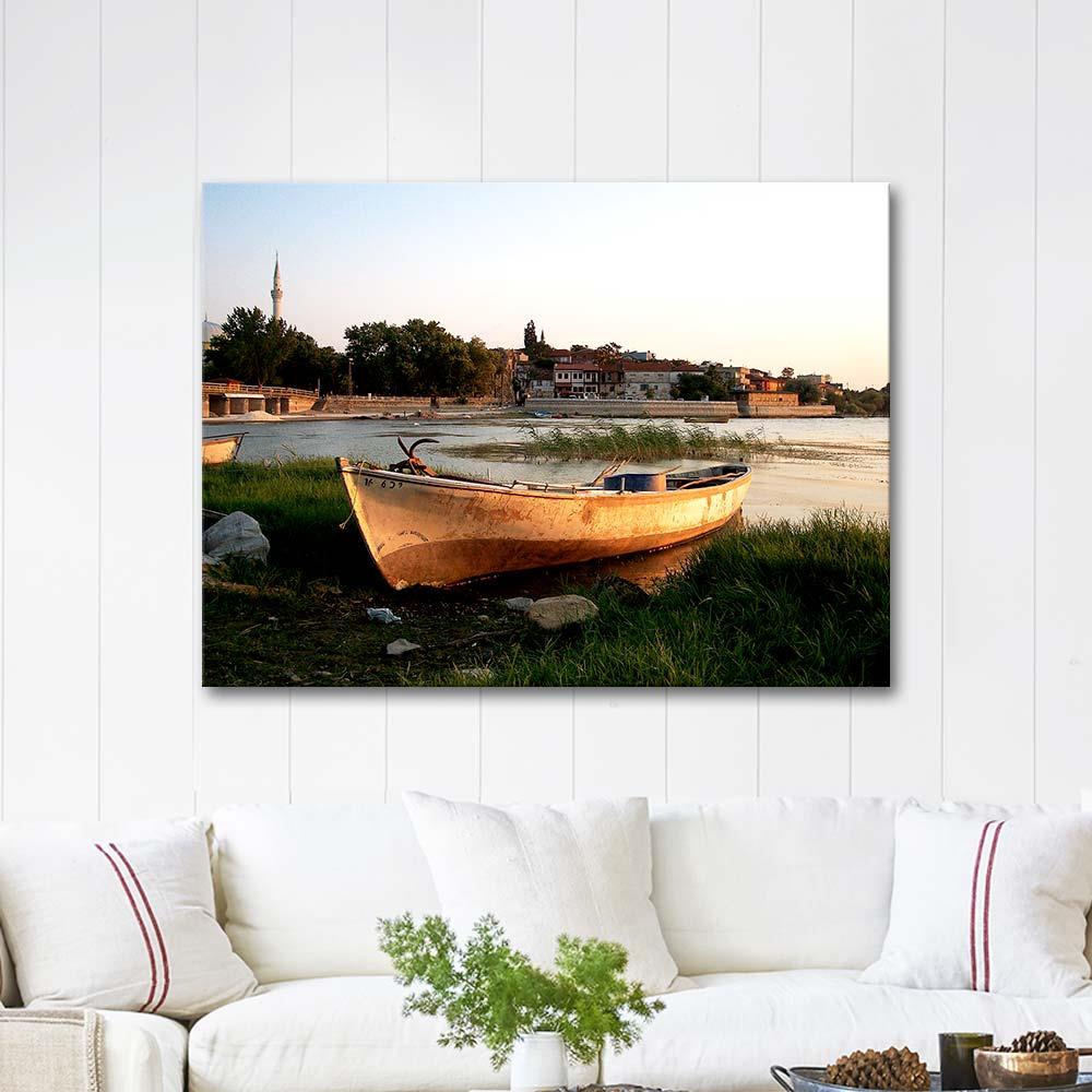 Sabahattin Kayış Kıyıdaki Sandal Kanvas Tablo