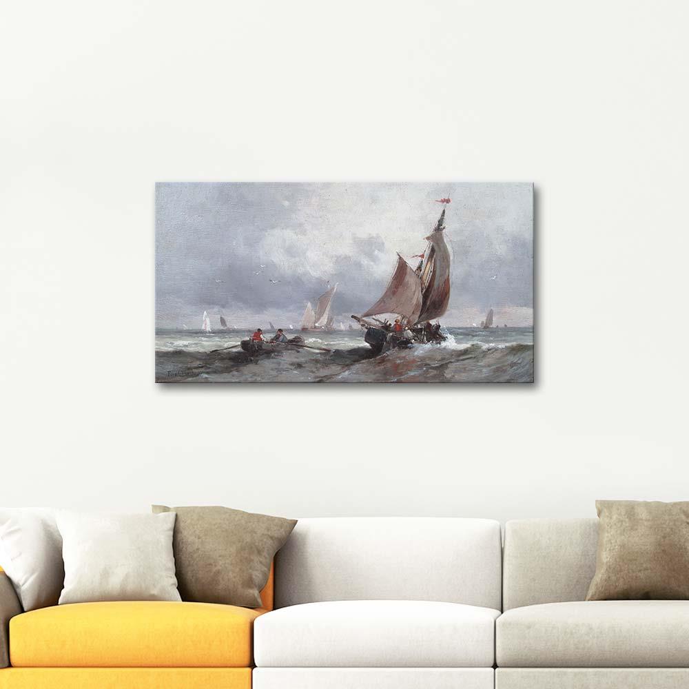 Ferdinand Bonheur Kanalda Yelkenliler Kanvas Tablo