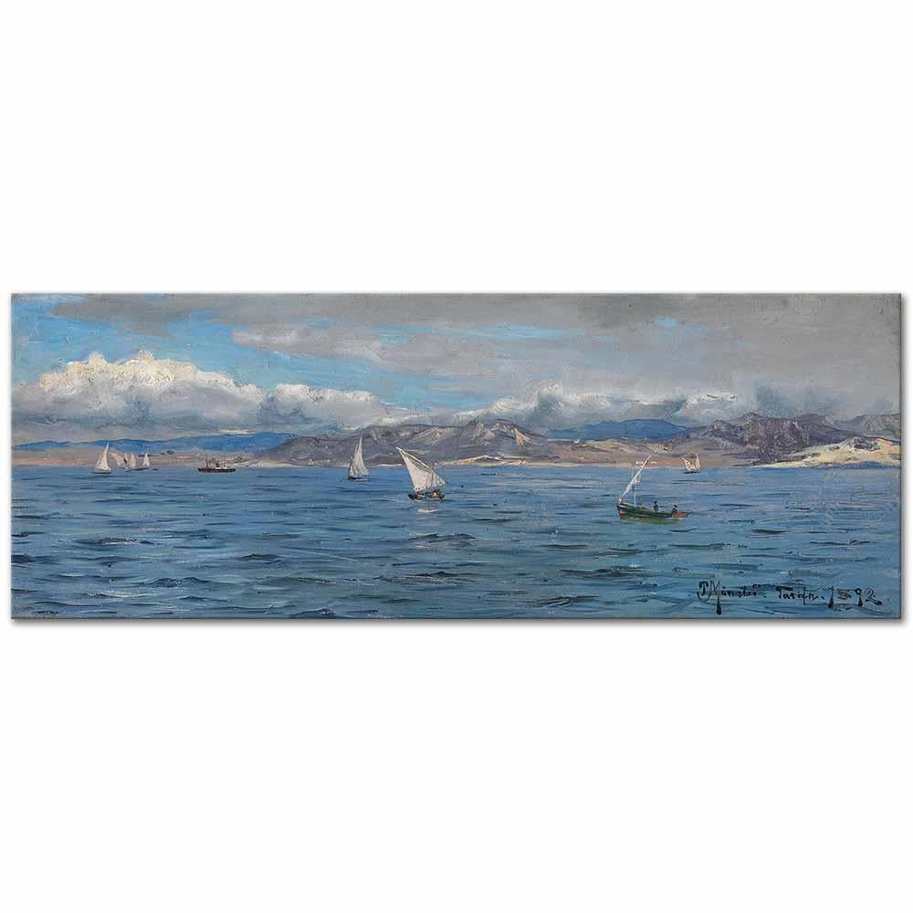 Peder Mørk Mønsted Cebelitarık'da Yelkenliler Kanvas Tablo