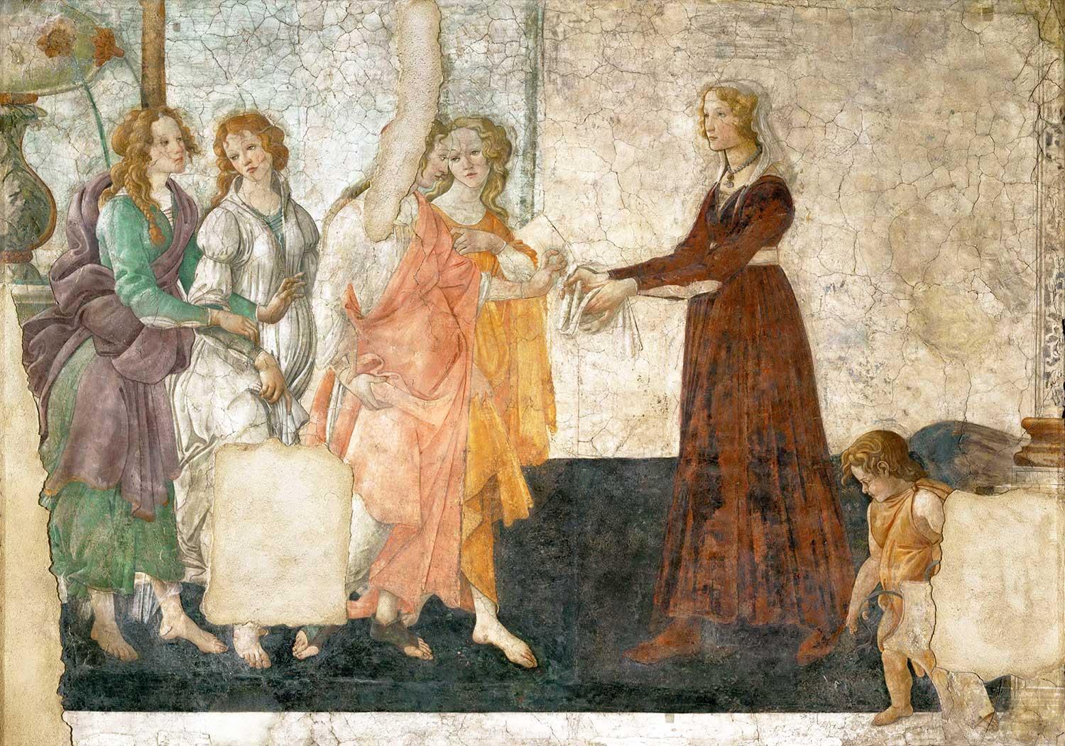 Sandro Botticelli Venüs ve Üç Güzellerin Genç Kadına Hediyesi Kanvas Tablo