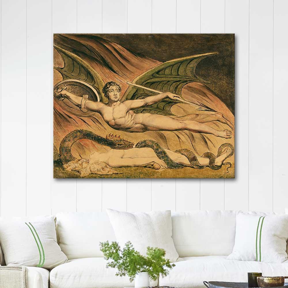 William Blake Şeytan Havva'nın Üzerinde Gezinirken Kanvas Tablo