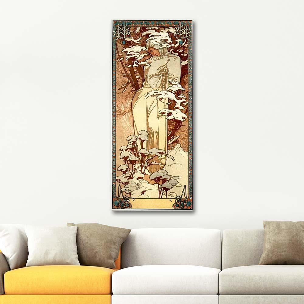Alphonse Mucha Mevsimler, Kış Kanvas Tablo