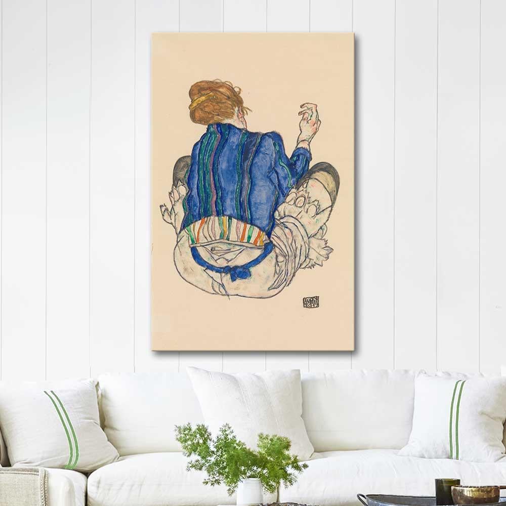 Egon Schiele Oturan Kadın Kanvas Tablo