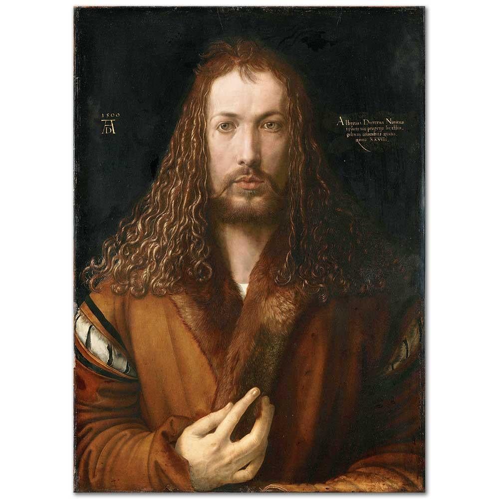 Albrecht Dürer Yakası Kürklü Cübbe İçinde Kendi Portresi Kanvas Tablo