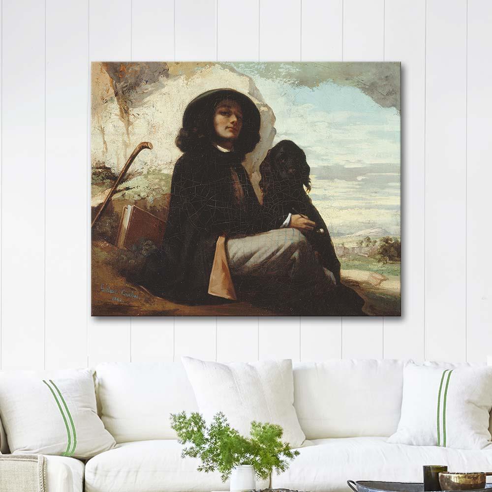 Self-Portrait with a Black Dog by Gustave Courbet as Art Print