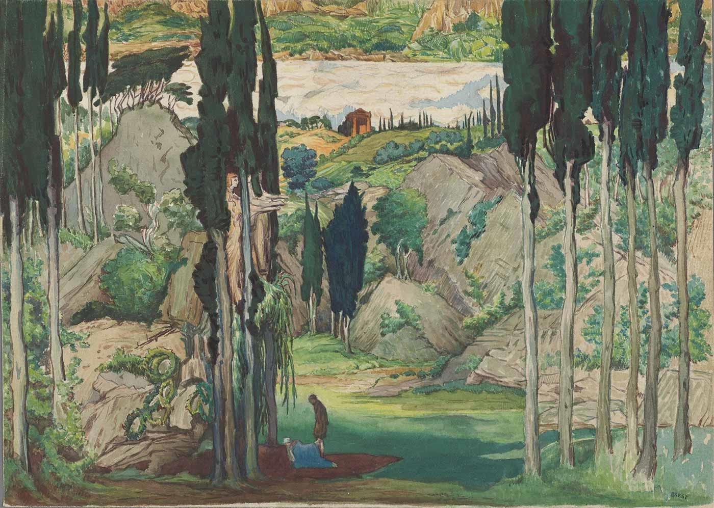 Set Design for Act I from Daphnis and Chloe by Leon Bakst