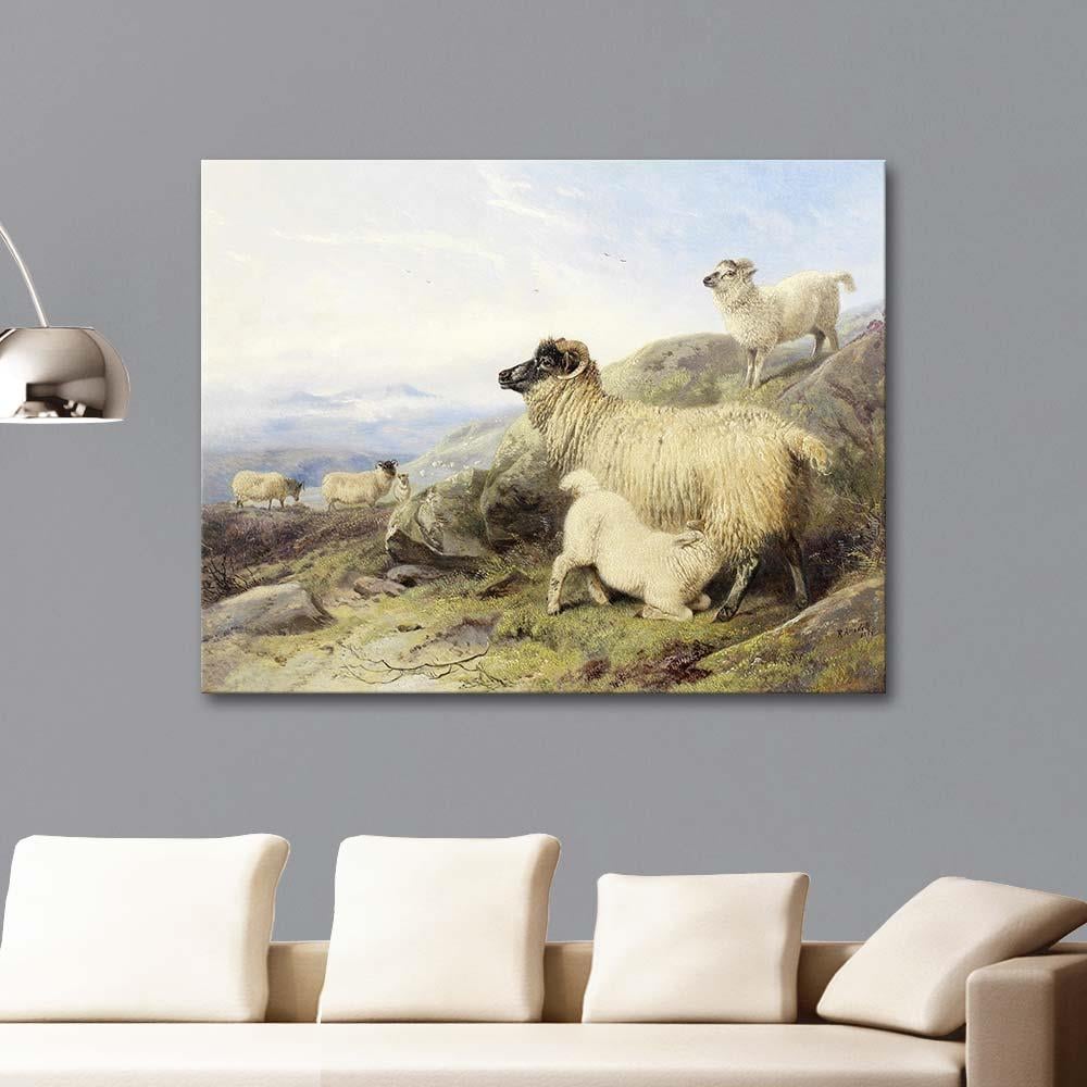 Sheep On A Mountainside by Richard Ansdell as Art Print