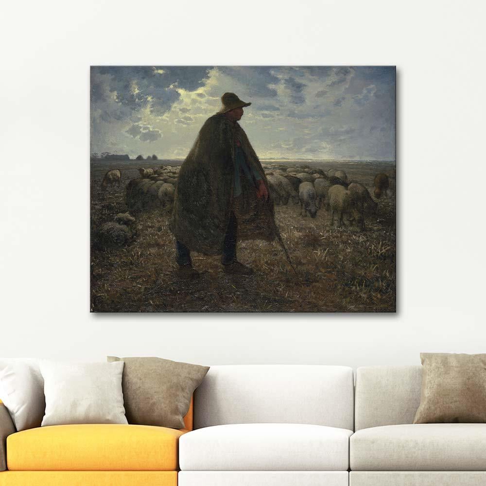 Shepherd Tending His Flock by Jean-François Millet as Art Print