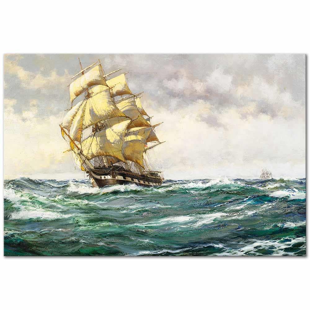 Montague Dawson Açık Denizde Kanvas Tablo