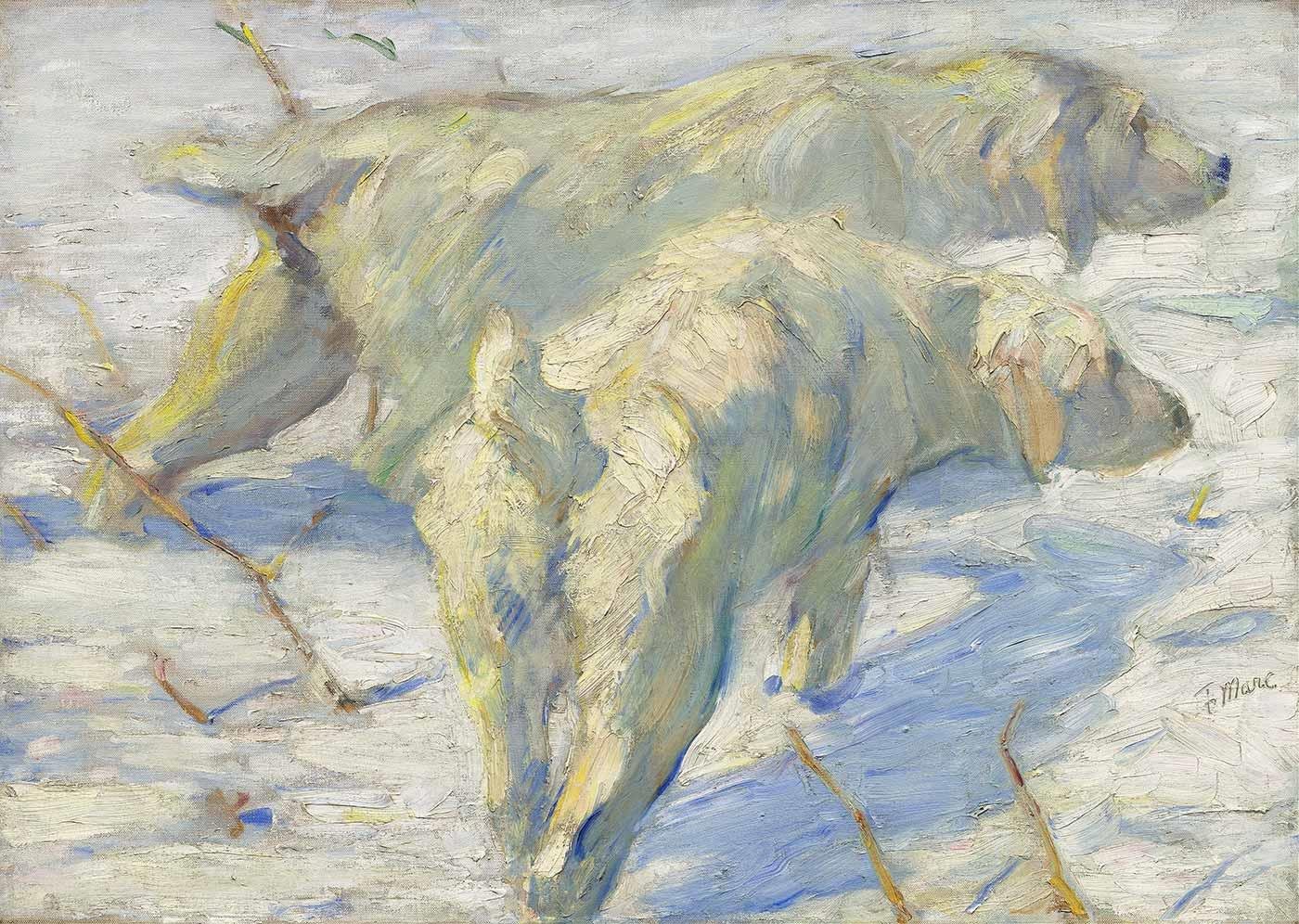 Siberian Dogs in the Snow by Franz Marc as Art Print