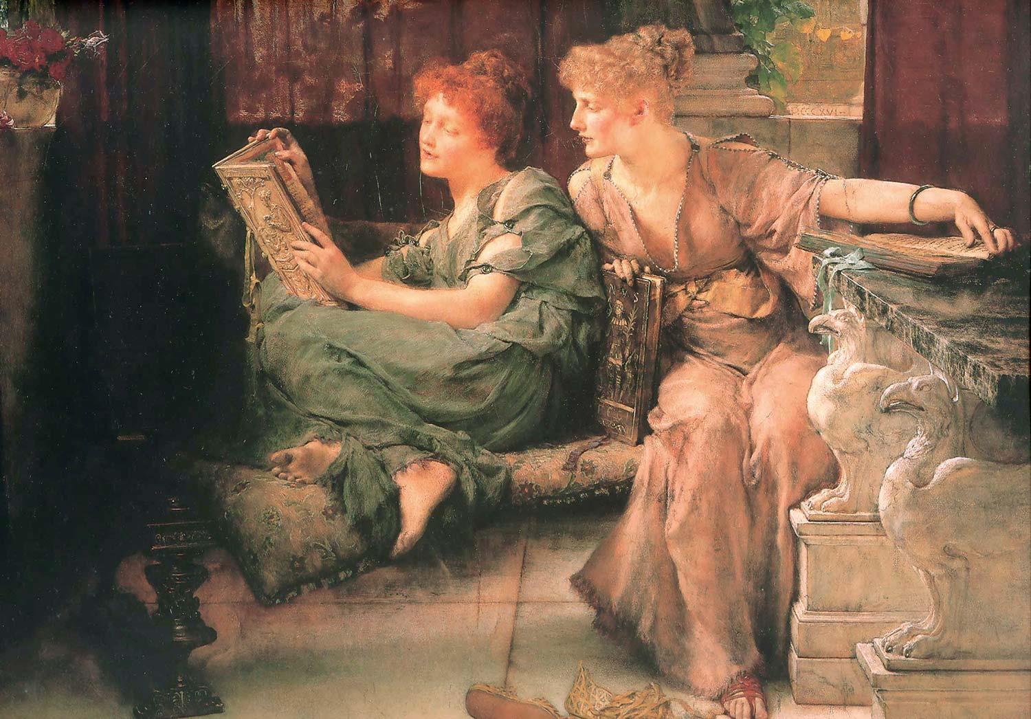 Sir Lawrence Alma Tadema Sohbet Kanvas Tablo
