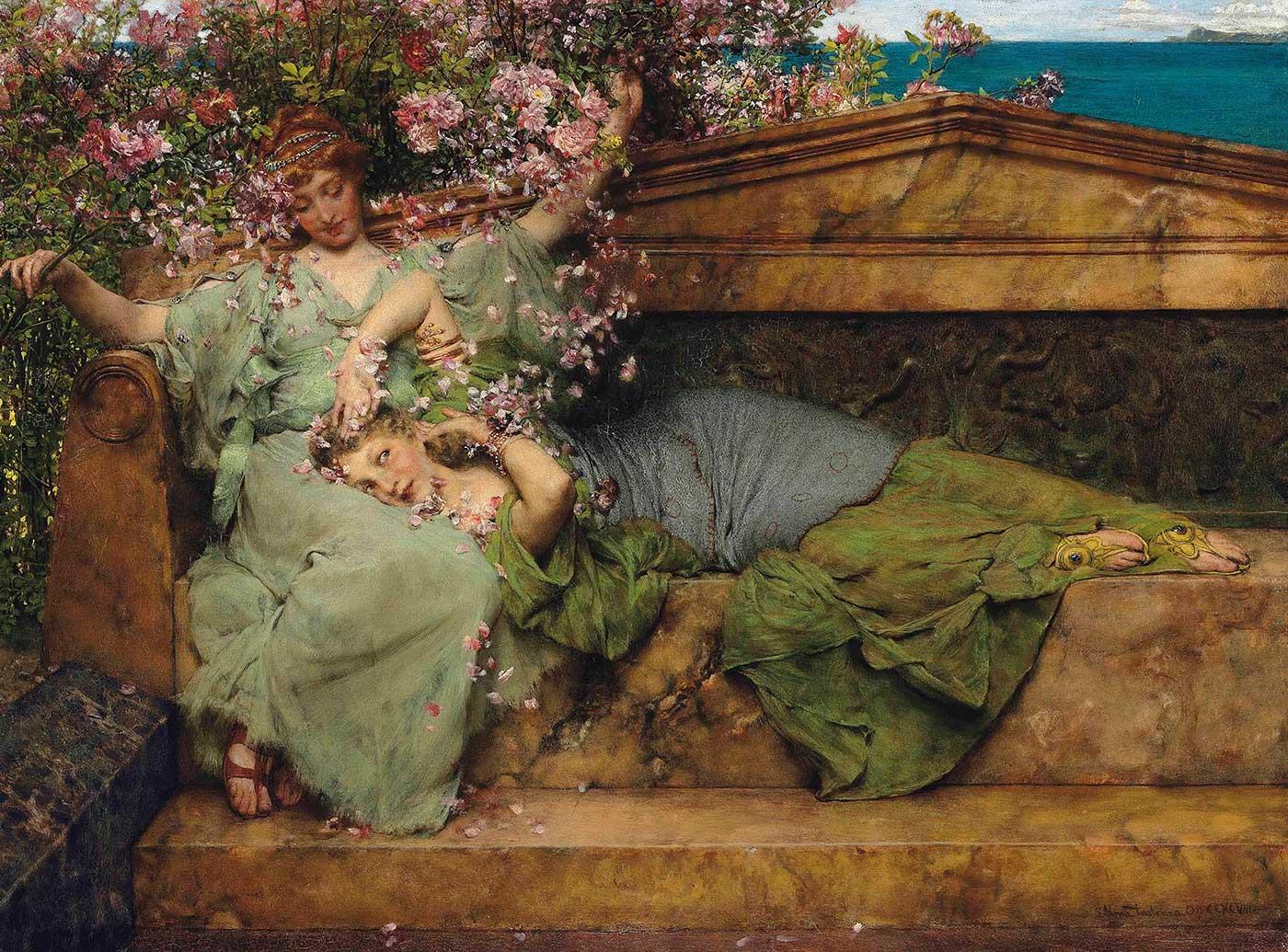 Sir Lawrence Alma-Tadema Bir Gül Bahçesinde Kanvas Tablo