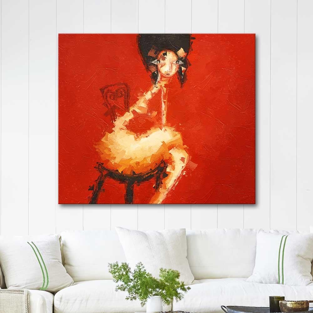 Sitting Naked on a Chair as Art Print