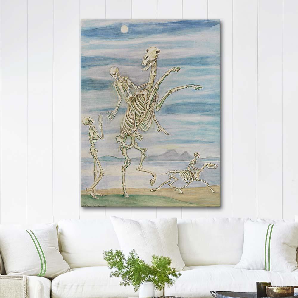 Nils Dardel At Üstünde İskelet Kanvas Tablo